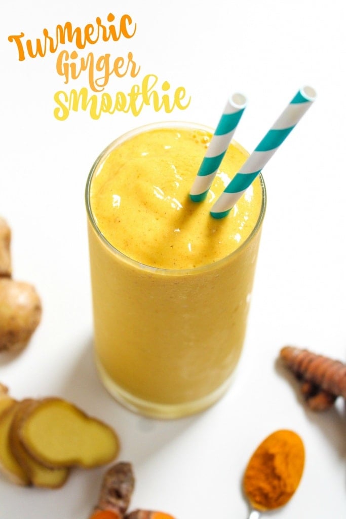 This Turmeric Ginger Smoothie recipe is sweet, spicy, creamy, and packed with nutritious ingredients!