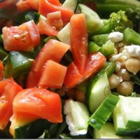 kale and chickpea Greek salad with feta