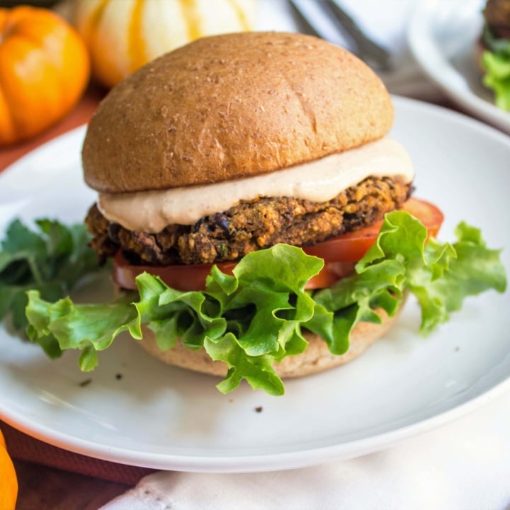 Black Bean Vegan Burgers with Pumpkin