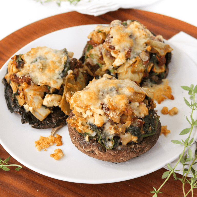 OvenBaked Spinach Stuffed Portobello Mushrooms with Feta