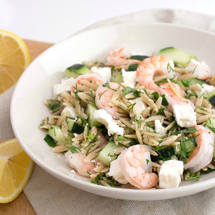 Shrimp, Cucumber & Feta Orzo Salad