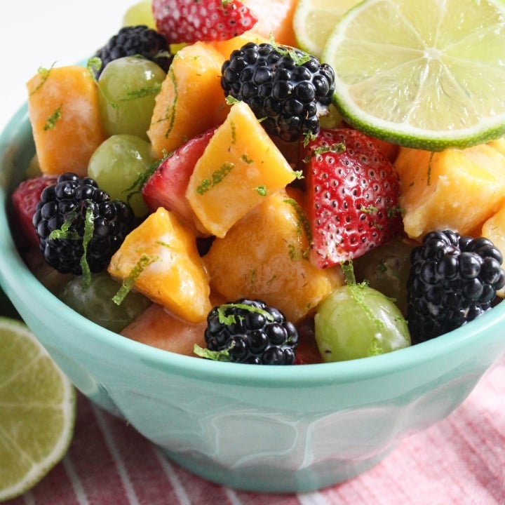 Yogurt Fruit Salad with Honey Lime Dressing