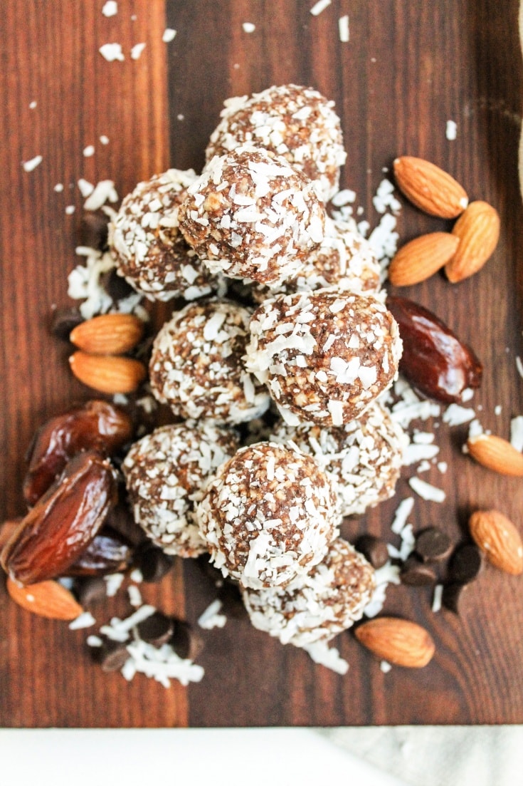 No Bake Chocolate Coconut Date Balls Snack Recipe