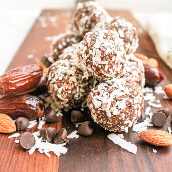 Chocolate Coconut Date Balls with Almonds