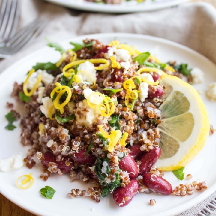 Lemony Spinach Quinoa Bean Salad