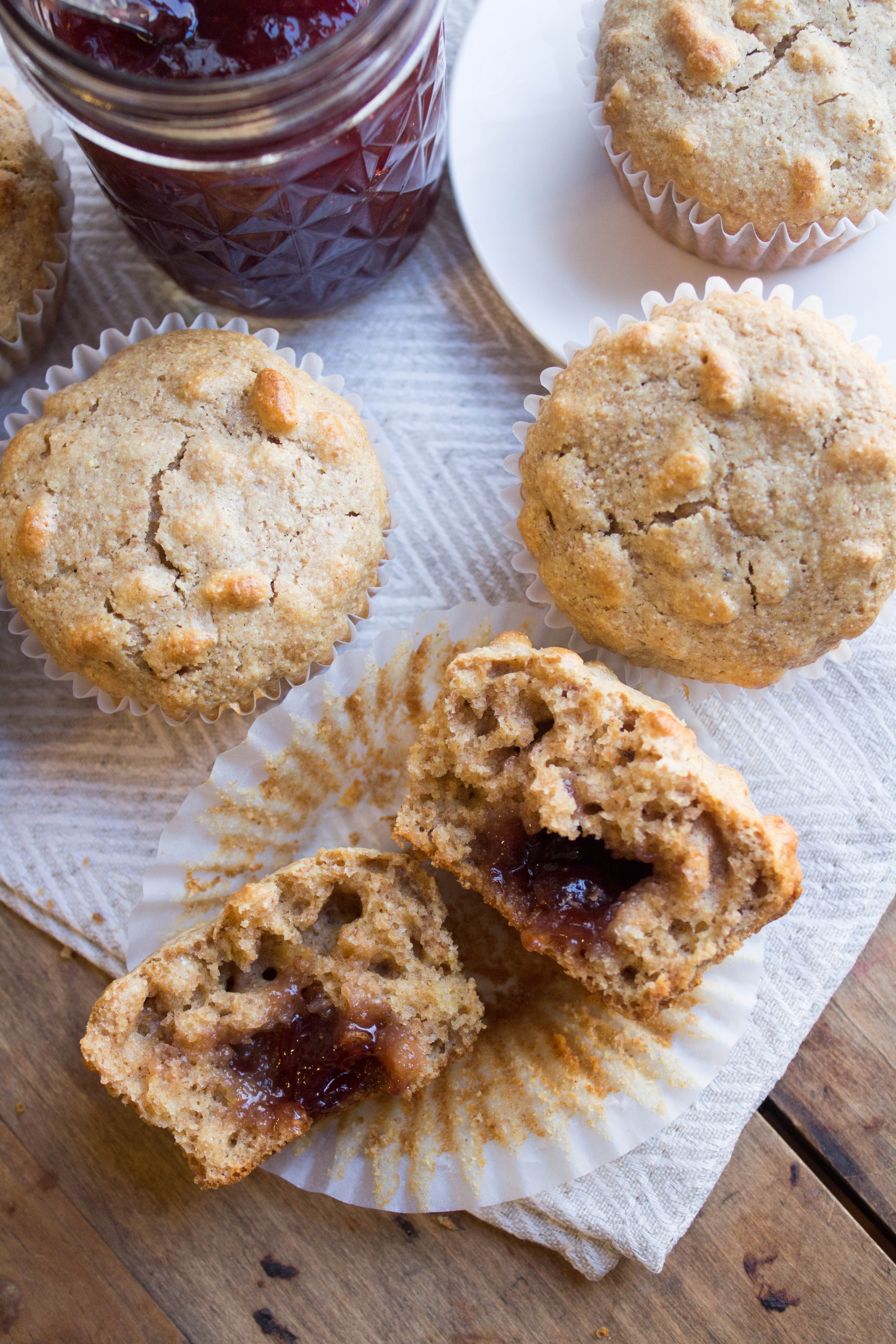 Whole Wheat Peanut Butter and Jelly Muffins Recipe