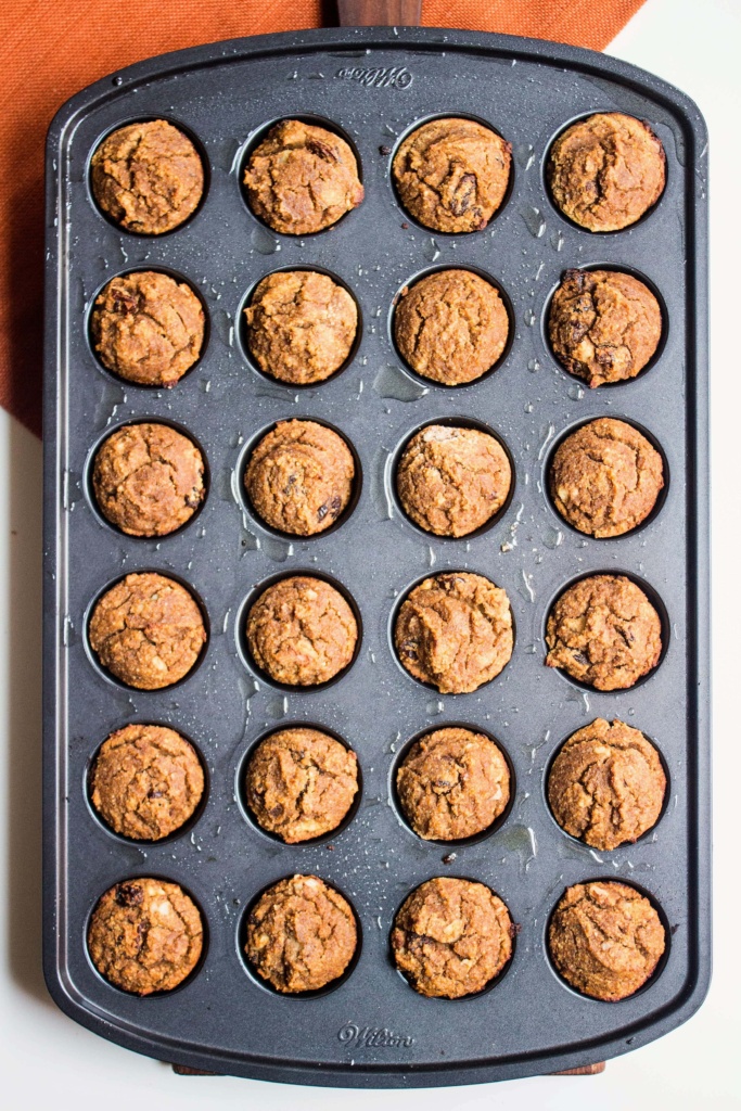 mini muffins in a muffin tin