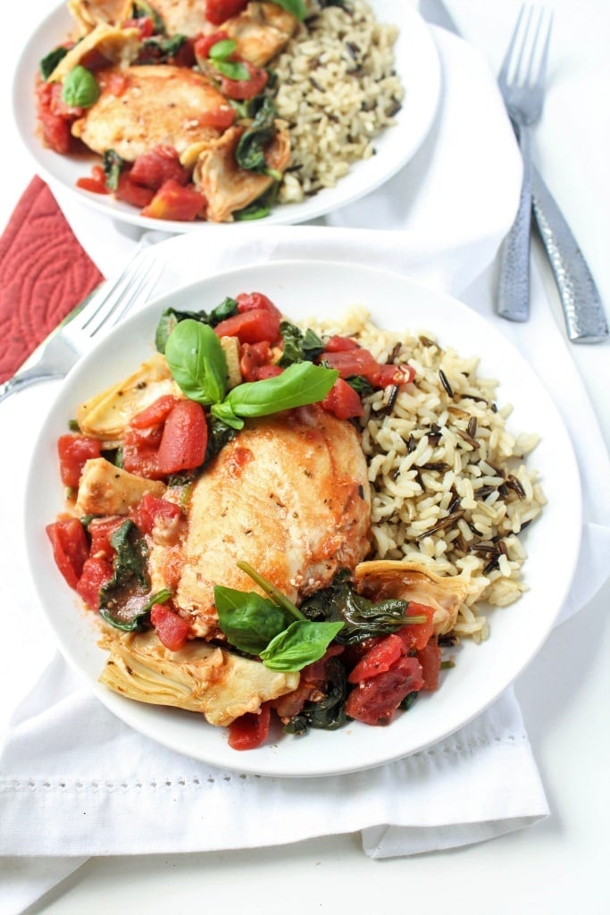 Saucy Tomato & Artichoke Chicken - healthy, easy 15 minute dinner recipe from @fannetasticfood