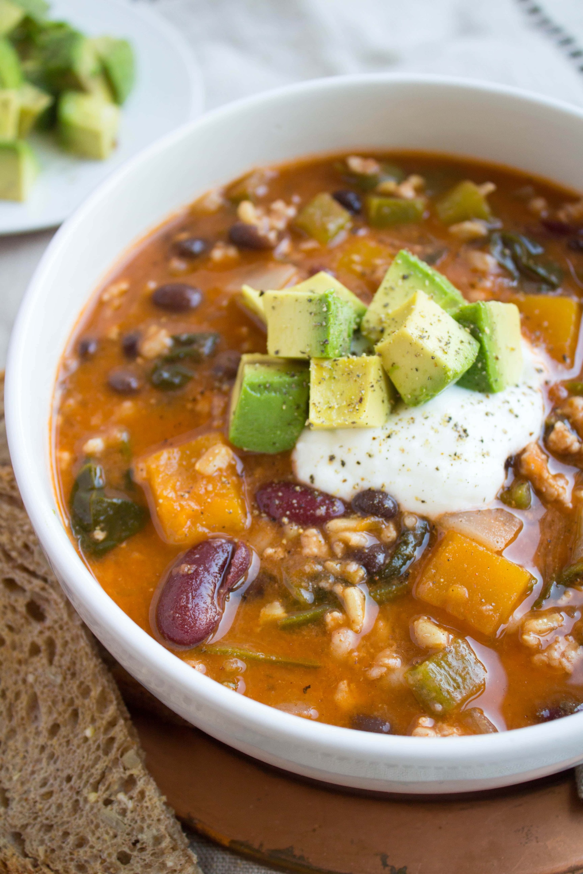 Butternut Squash Turkey Chili Healthy Dinner Recipe for Fall/Winter