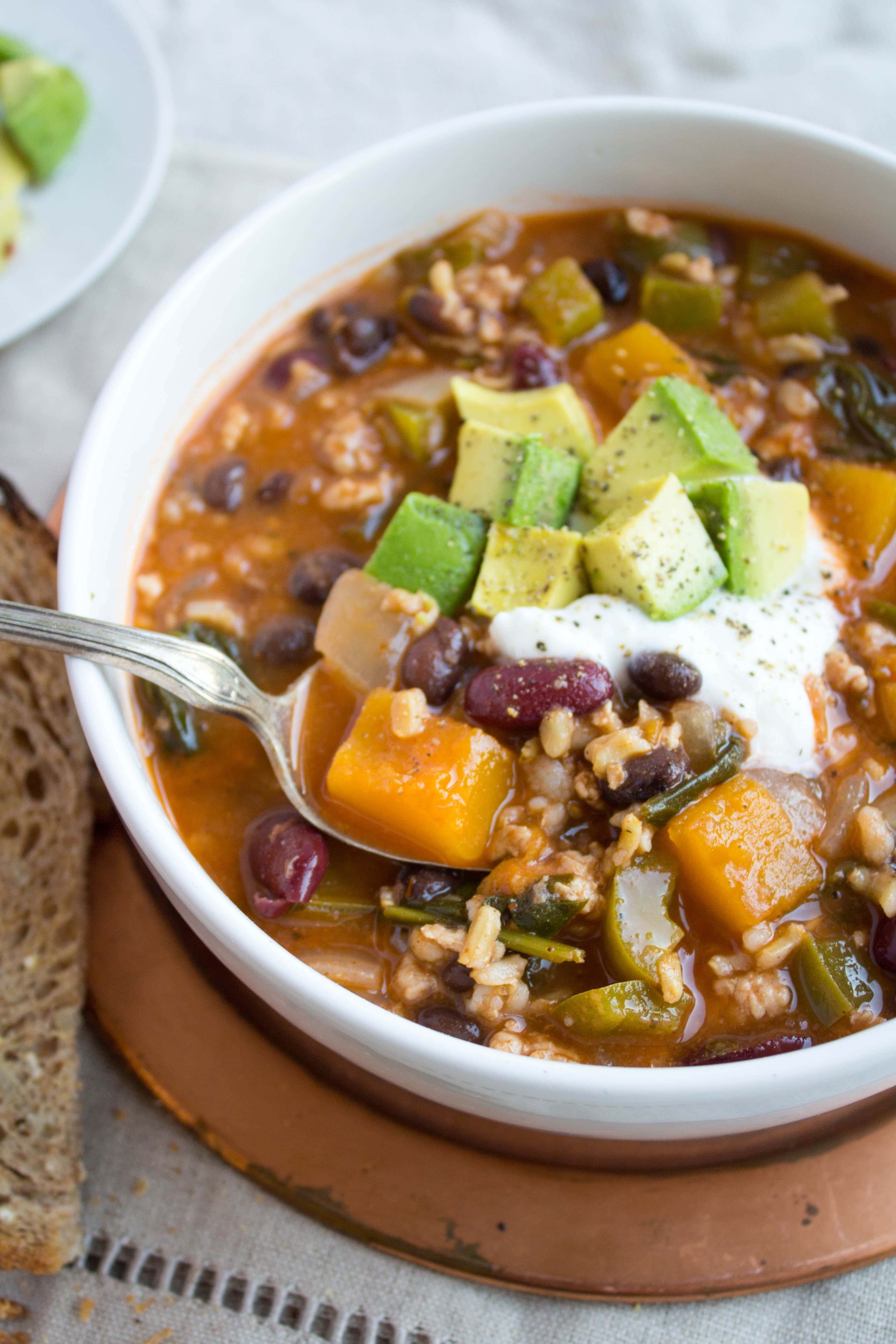 Butternut Squash Turkey Chili Healthy Dinner Recipe for Fall/Winter