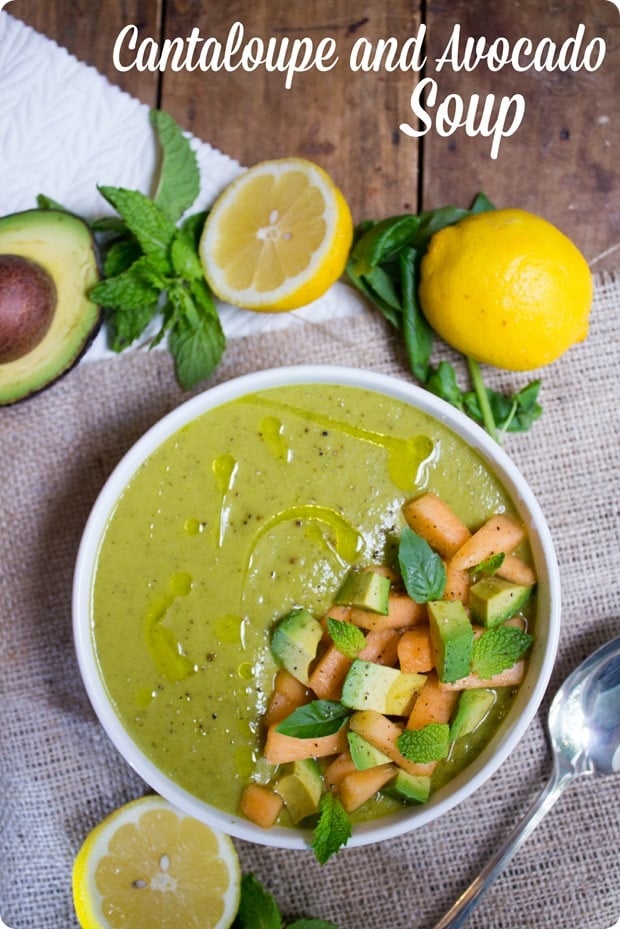 melon avocado gazpacho soup with lemons