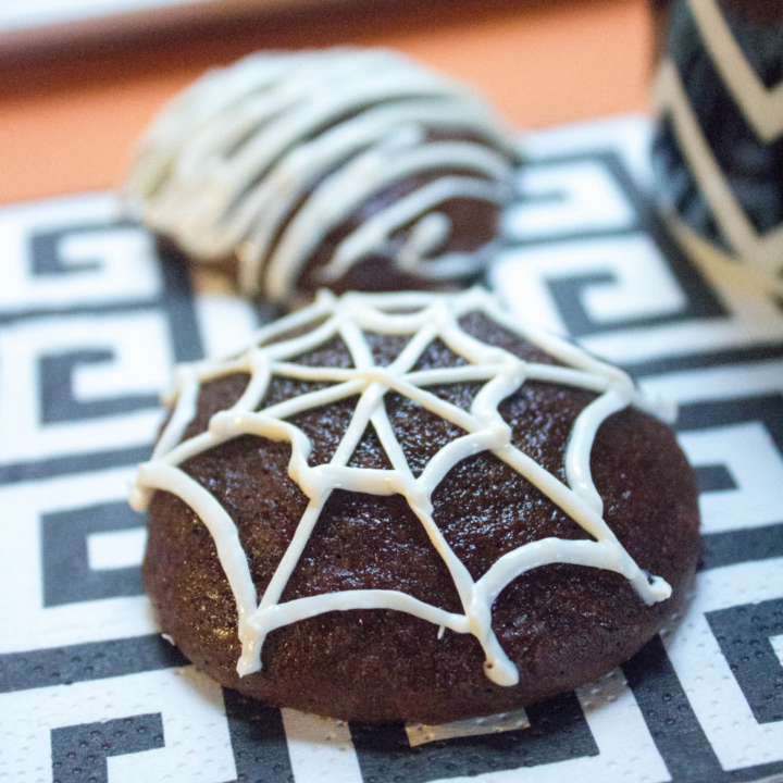 Halloween Spiderweb Maple Brownie Cookies