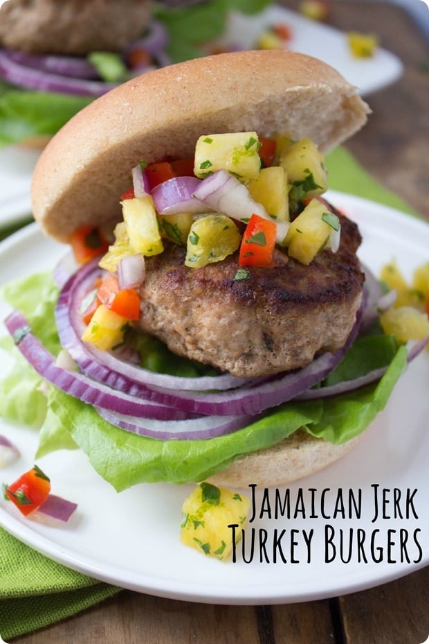 Jamaican Jerk Turkey Burgers with Pineapple Salsa