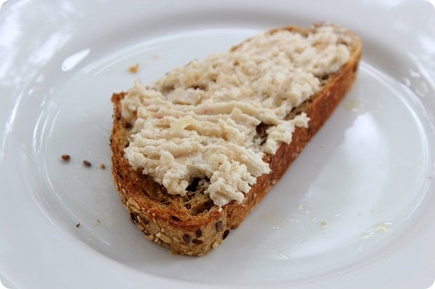 white bean mash on toast
