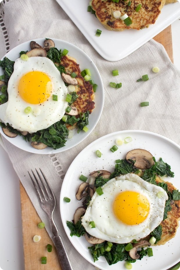 leftover mashed potato pancakes with eggs brunch