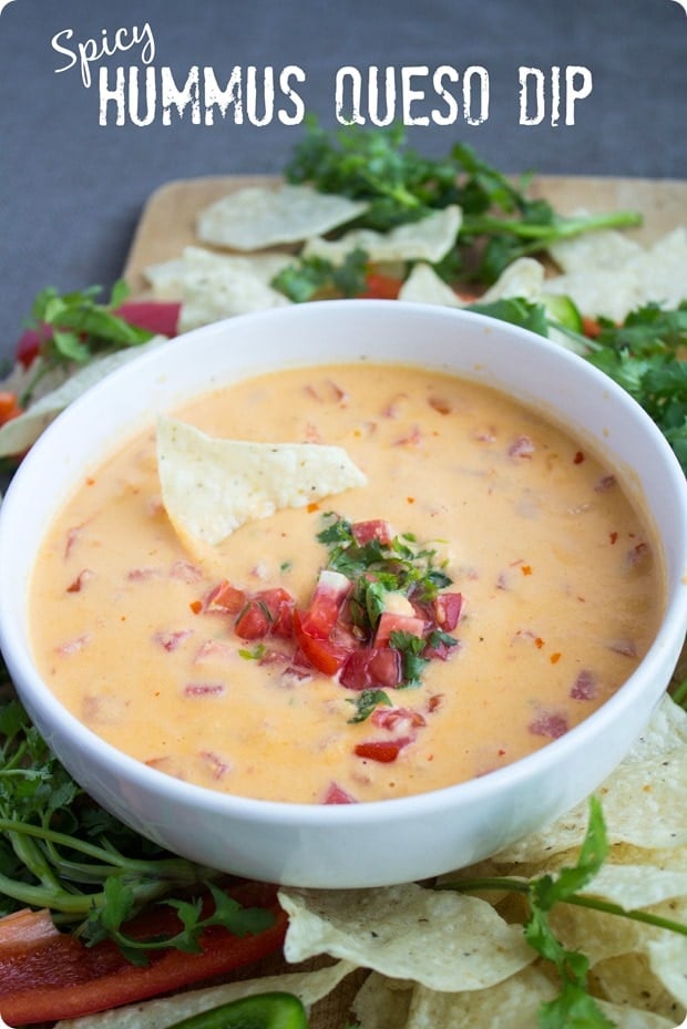 hummus queso dip healthy game day tailgating appetizer