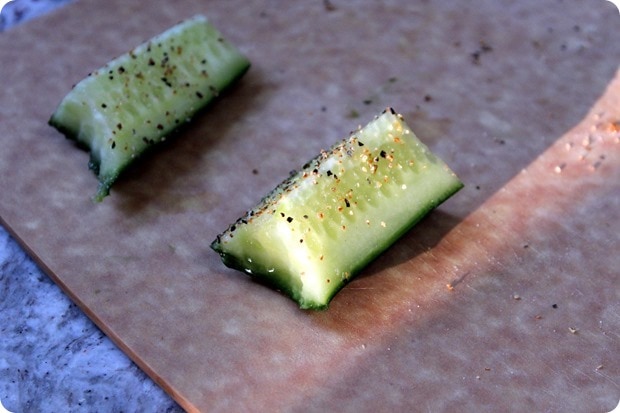 cucumber with olive oil, balsamic, spices