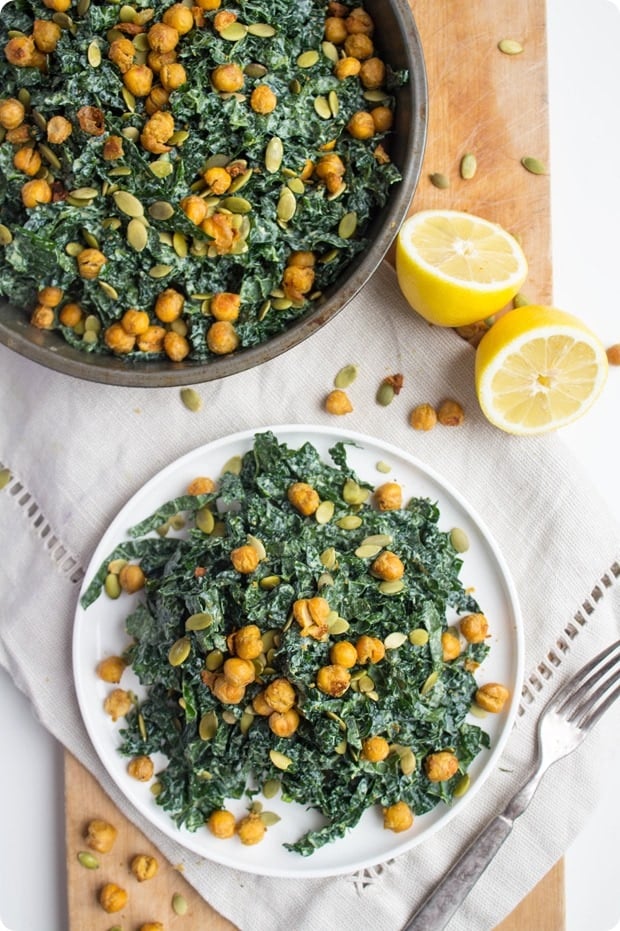 vegan caesar salad with kale