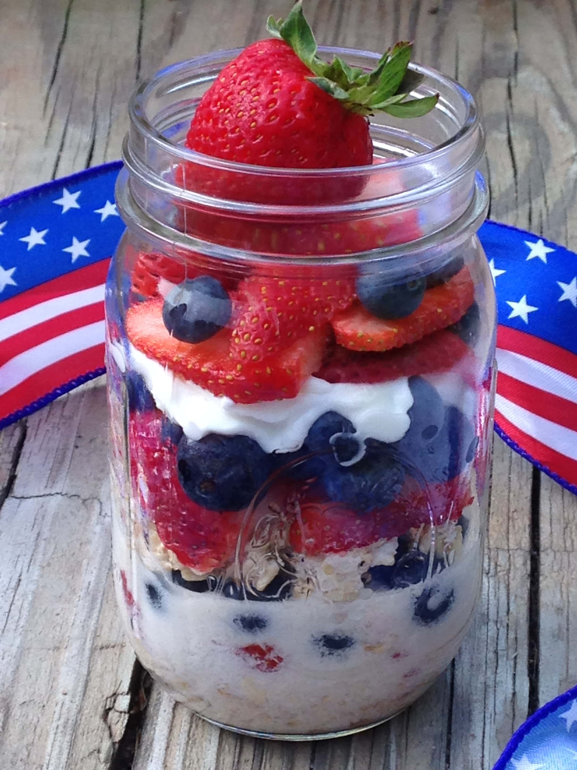 Red, White and Blue Overnight Oats