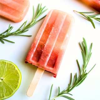 watermelon lime popsicles with rosemary