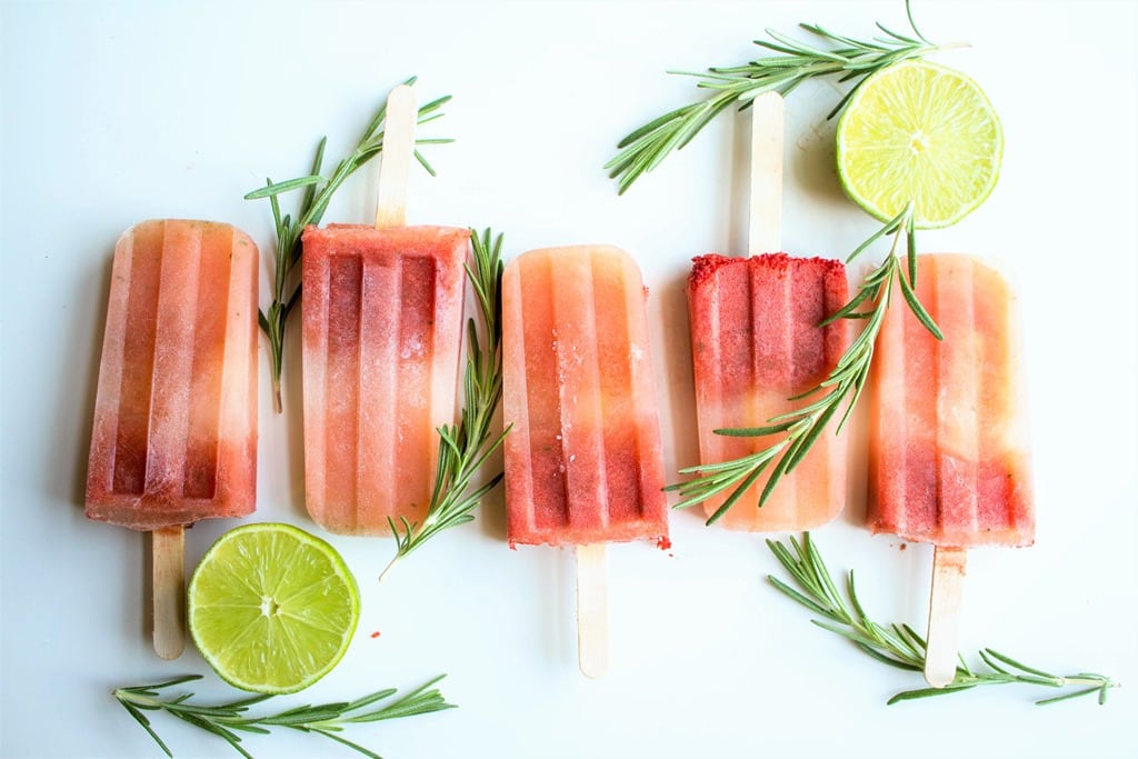 watermelon rosemary lime popsicles