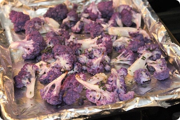 roasted purple cauliflower