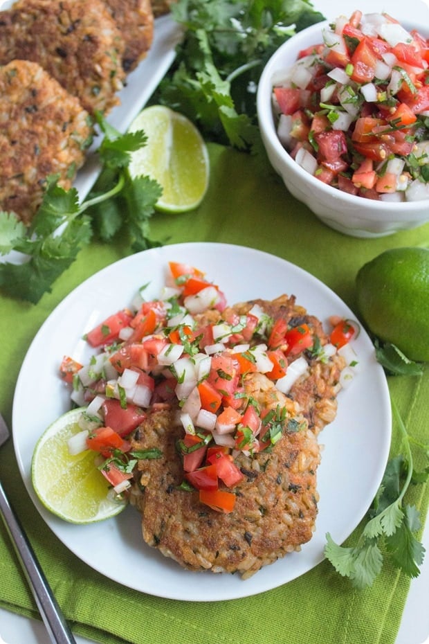 canned salmon and brown rice patties with fresh salsa recipe