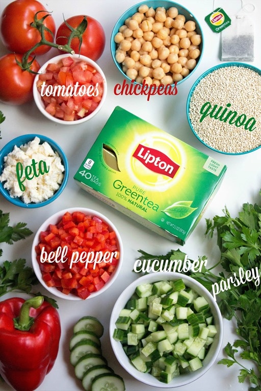 Mediterranean Green Tea Quinoa Salad Recipe food Registered Dietitian Blog