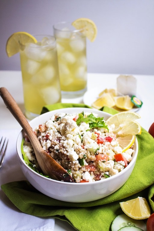 Mediterranean Green Tea Quinoa Salad Recipe food Registered Dietitian Blog