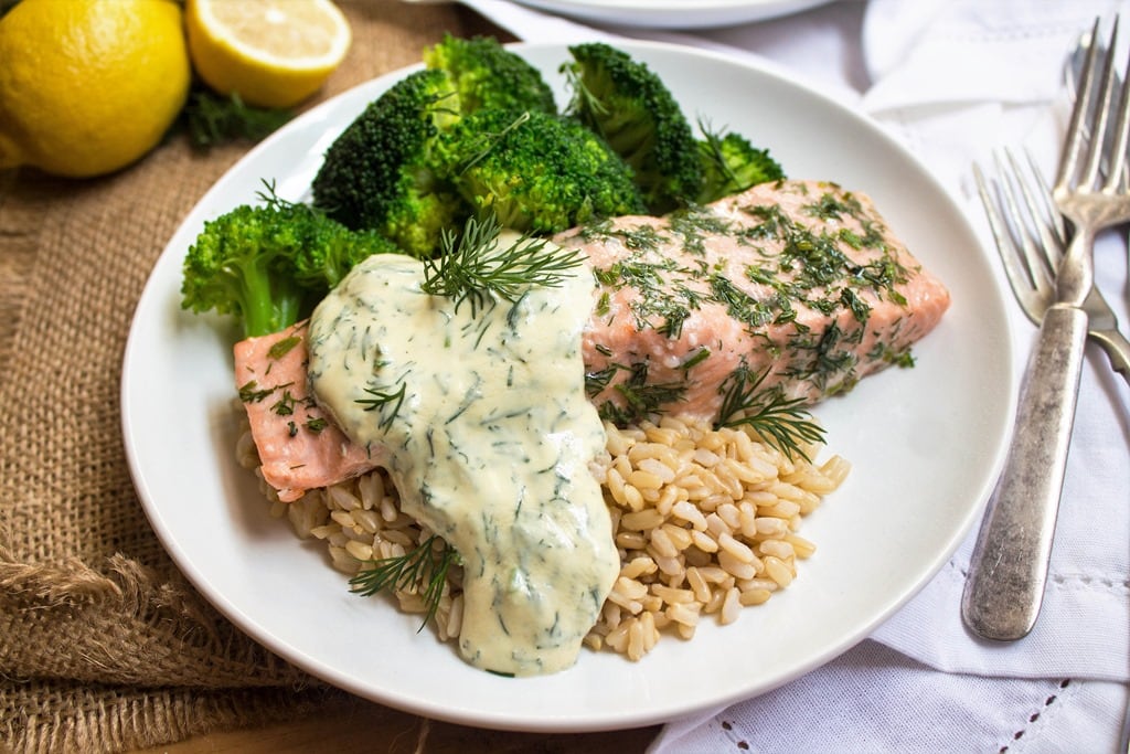 Baked Salmon with Lemon Mustard Dill Sauce Recipe