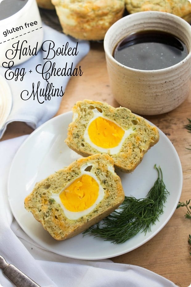 Gluten Free Savory Muffins with Cheddar & Eggs with a mug of coffee