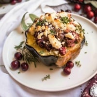 Savory Cranberry Stuffed Acorn Squash