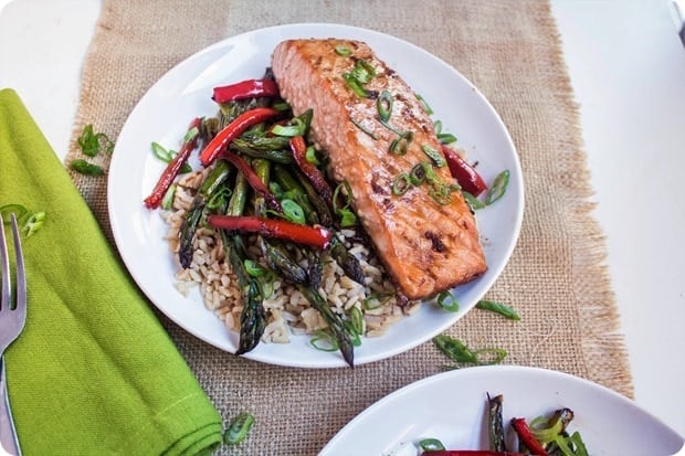 sheet pan ginger soy salmon 