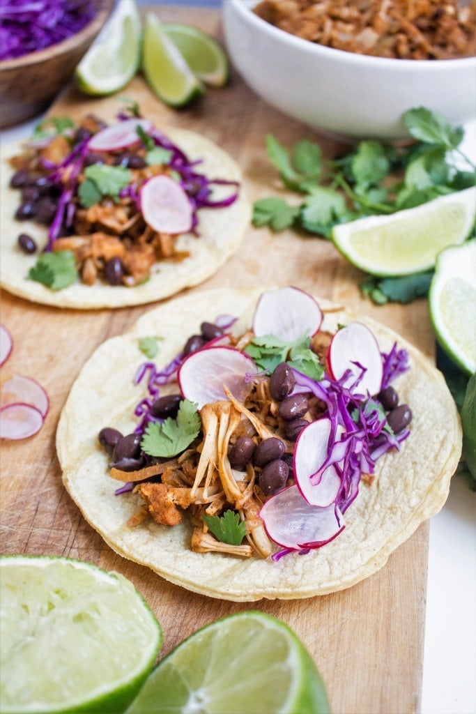 jackfruit carnitas tacos with black beans