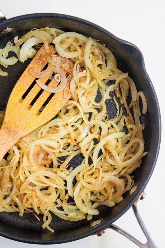 sauteed onions in a large skillet