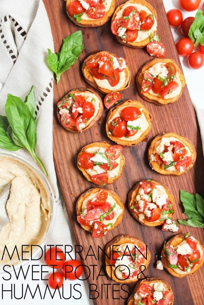 mediterranean sweet potato bites with hummus