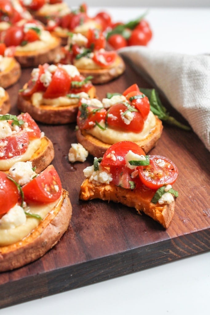 mediterranean sweet potato and hummus bites