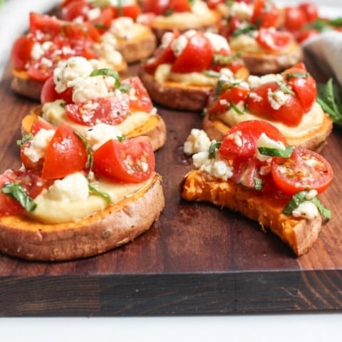 Mediterranean Sweet Potato Hummus Bites