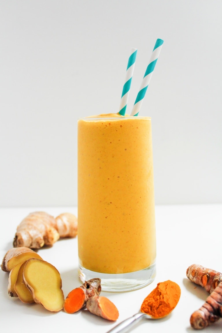 Ginger Turmeric Mango Smoothie with Greek Yogurt