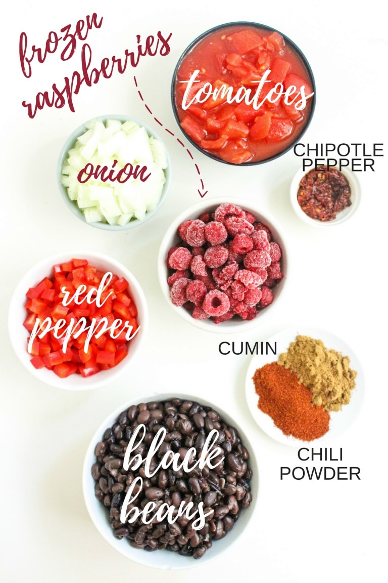 30Minute Vegan Black Bean Chipotle Chili with Raspberries