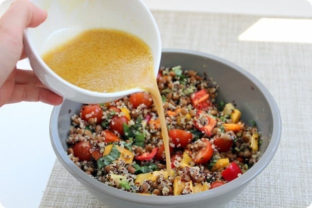 quinoa lentil veggie bowl