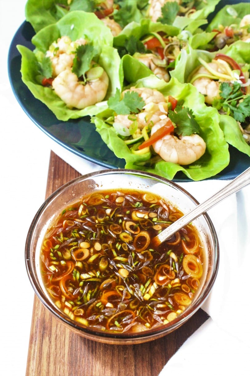 Shrimp Lettuce Wraps - Sriracha Dipping Sauce