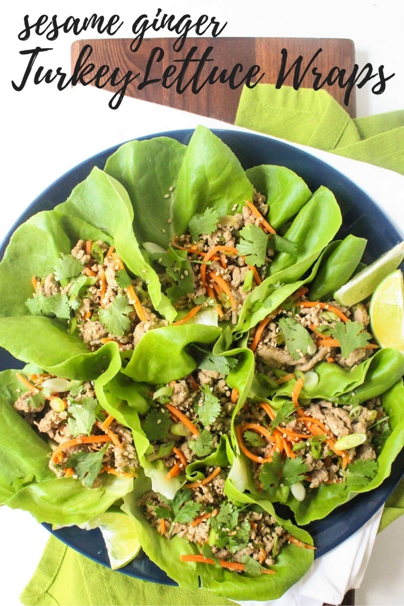 Ground Turkey Lettuce Wraps recipe with ginger & sesame