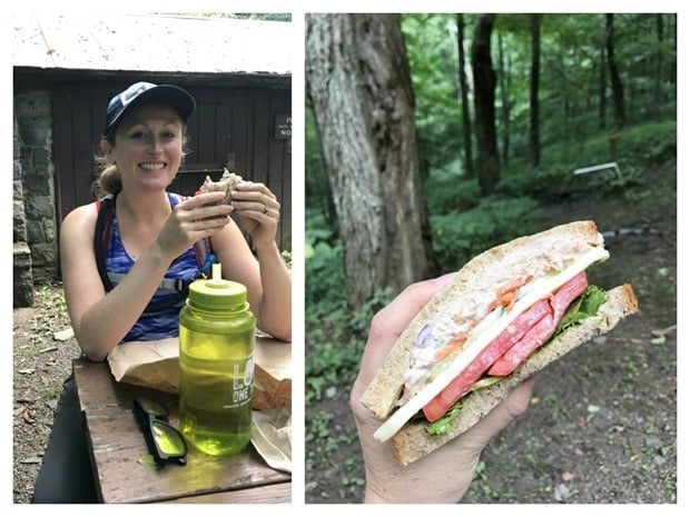sandwich packed lunch on trails 