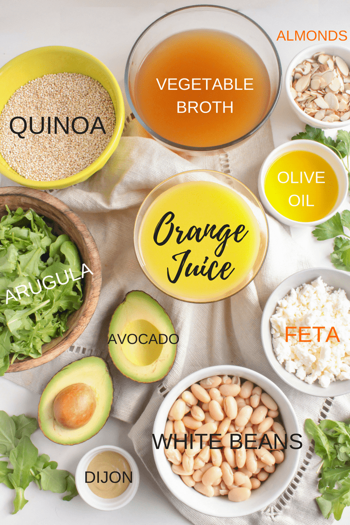 Quinoa Salad with Orange Vinaigrette, Avocado & Arugula ingredients