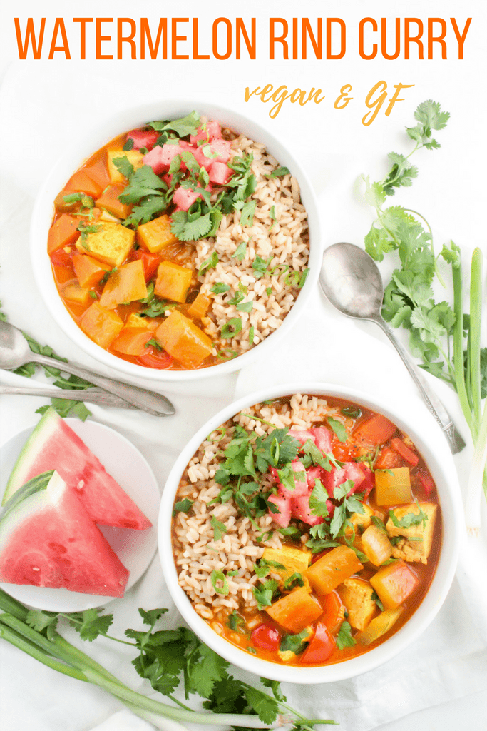 vegan tofu curry with watermelon rind