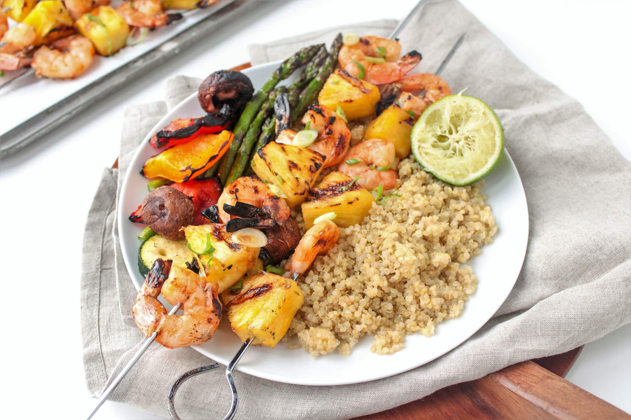 Grilled Shrimp and Pineapple Skewers with Coconut Quinoa