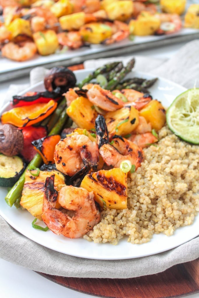 Grilled Shrimp & Pineapple Skewers with Coconut Quinoa recipe