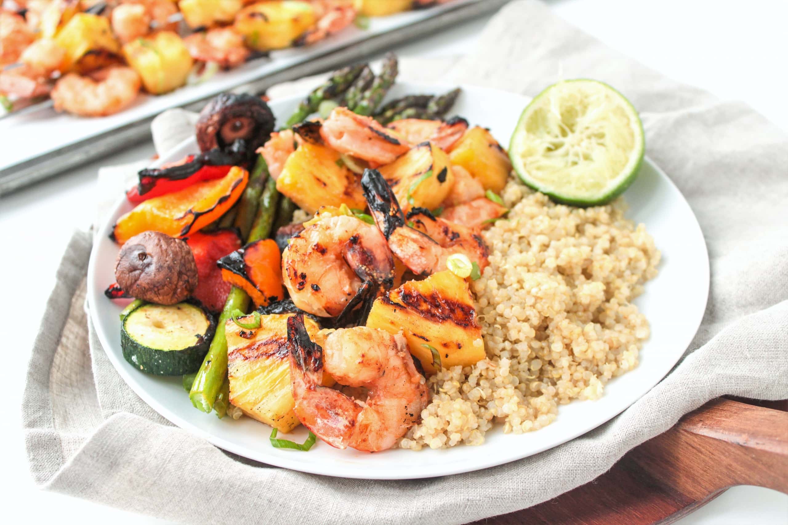 lime shrimp skewers with pineapple