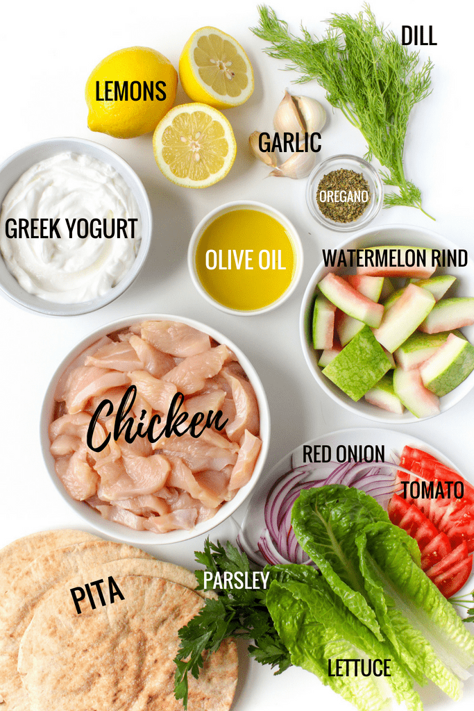 Chicken Gyros with Watermelon Rind Tzatziki ingredients